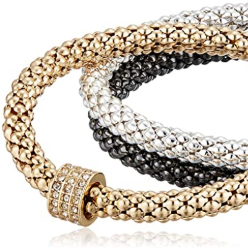 NINE WEST Boxed Tri-Tone Set of 3 Stretch Bracelet